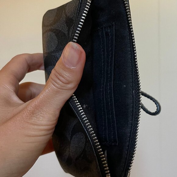 Coach Corner Zip Wristlet in Signature Canvas with Black Stripe - Picture 3 of 3